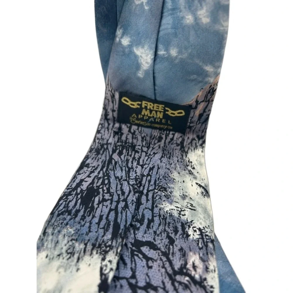 Free Man Apparel Necktie Men's Blue Scenic Church Rock 100% Silk Tie